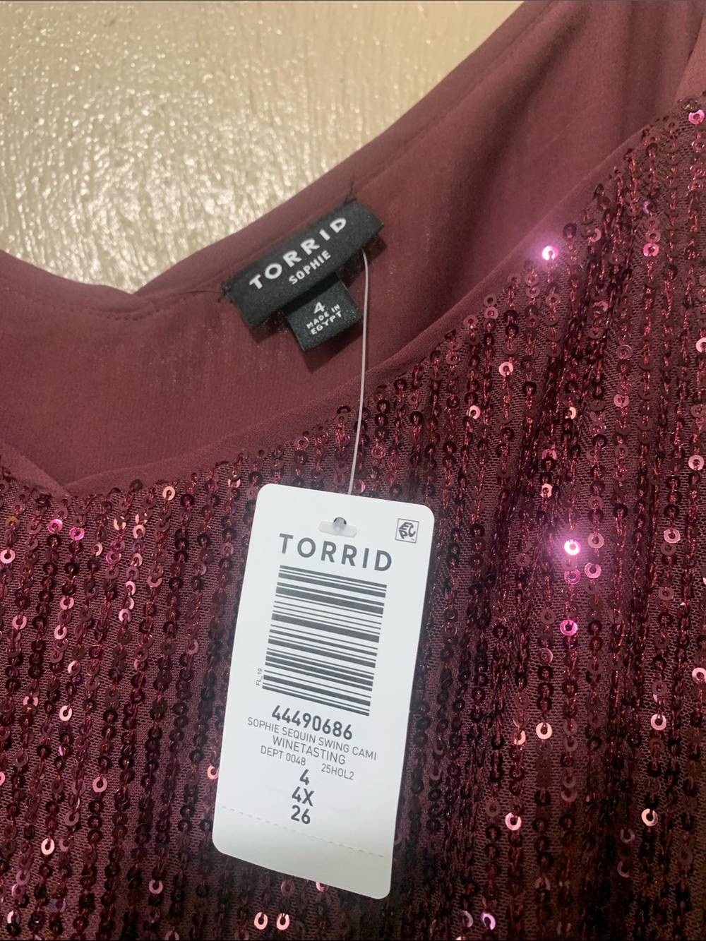 Torrid 4X Sparkling Plum Sequin Evening Top NWT - Picture 3 of 3